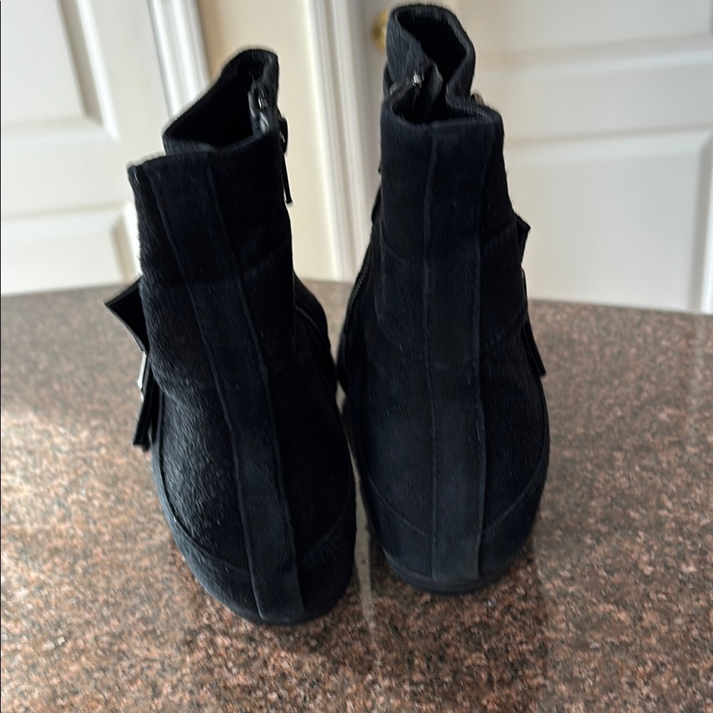 FABIO BUSCONI LADIES BLACK SUEDE SILVER BUCKLE BOOTIES-8 - Picture 5 of 12